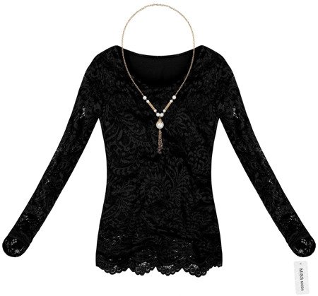 LACE TOP WITH NECKLACE BLACK (GOOD101)