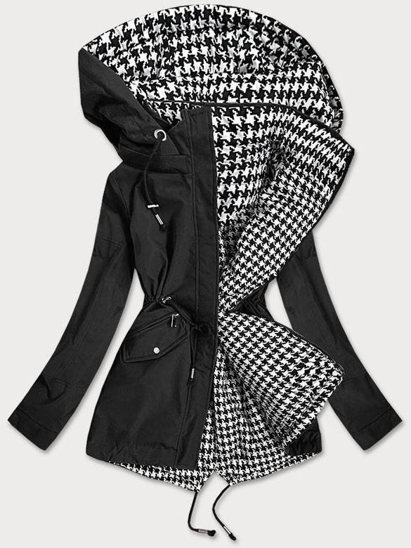 Dwustronna kurtka damska czarno-biała (xw503x)