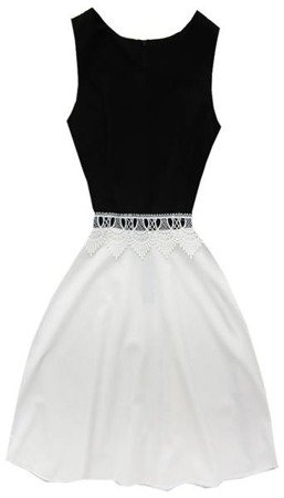 CROCHET WAIST DRESS BLACK+WHITE (6531)