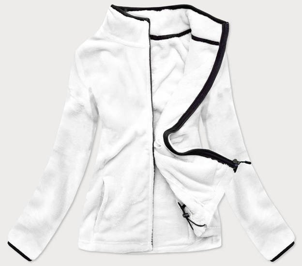 Pluszowa damska bluza ze stójką biało-czarna (hh002-45-1)