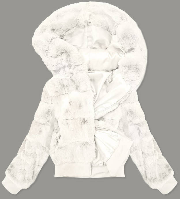 Krótka kurtka damska futerko biała (br9748-26)