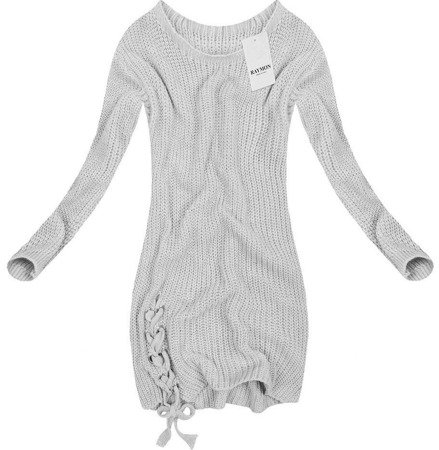 LONGLINE JUMPER WITH LACE-UP DETAIL GREY (0473)