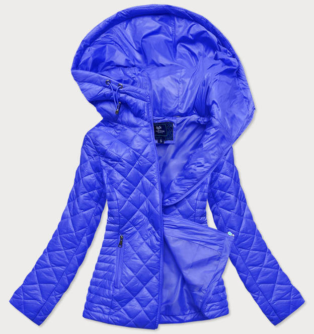Pikowana kurtka damska z kapturem niebieska (ly-01)