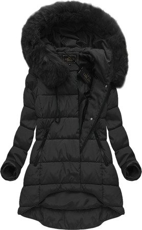 Asymetryczna kurtka damska zimowa czarna (x7670x)