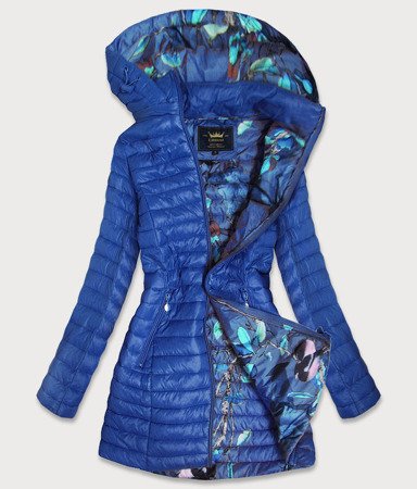 Dłuższa kurtka damska pikowana niebieska (7178)