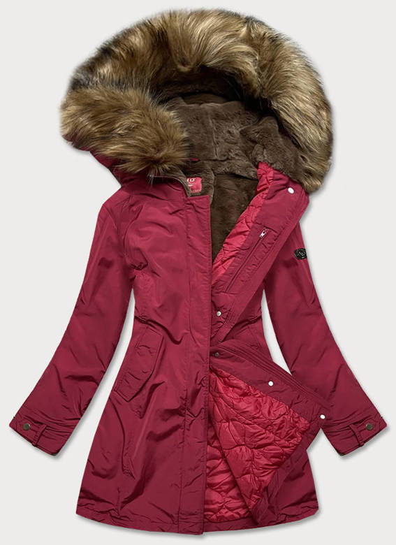 Zimowa kurtka damska czerwona (m21309)