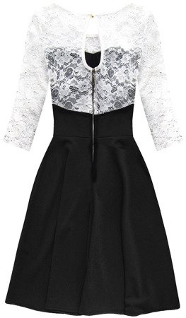 SEQUIN DETAIL DRESS WHITE+BLACK (88104)