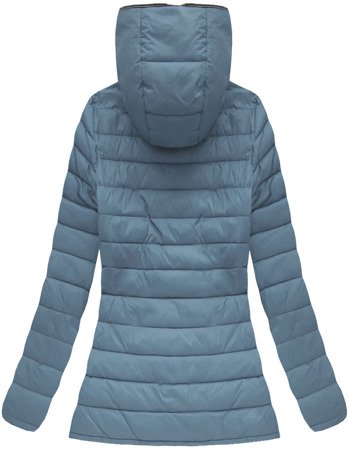 QUILTED HOODED JACKET GREY-BABY BLUE (7103)