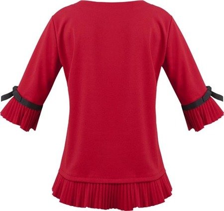 PLEAT AND RIBBON DETAIL TOP RED (BL200)