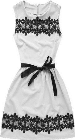 DRESS WITH OPENWORK LACE INSERTS WHITE (3675)
