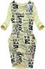 WORD PRINTED BUBBLE DRESS YELLOW (6872)