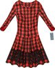 CHECKED FLARED DRESS BLACK+RED (1716)