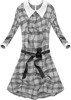 CHECKED DRESS WITH STAND-UP COLLAR GREY+BLACK (9962/2)